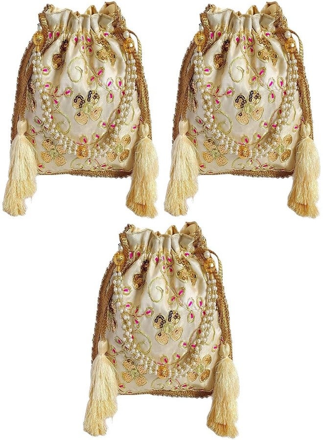 حقيبة بوتلي ذهبية مزينة بالزهور من دوقة للنساء (عبوة من 3 قطع)